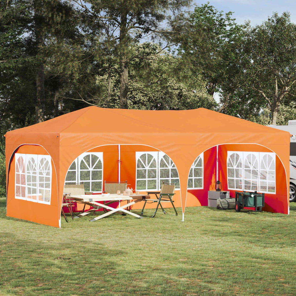 vidaXL Pop-up Feesttent 575 x 288 x 245 cm Crèmekleurig Oxford Stof