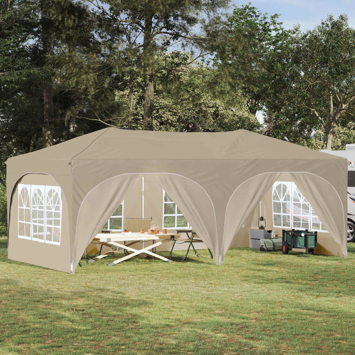 vidaXL Pop-up Feesttent 575 x 288 x 245 cm Crèmekleurig Oxford Stof