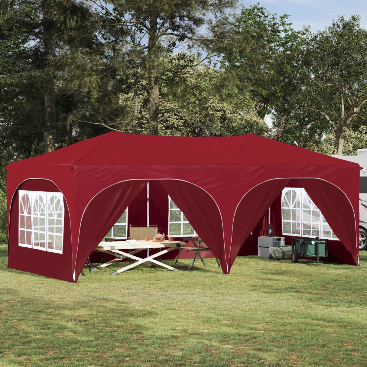 vidaXL Pop-up Feesttent 575 x 288 x 245 cm Crèmekleurig Oxford Stof