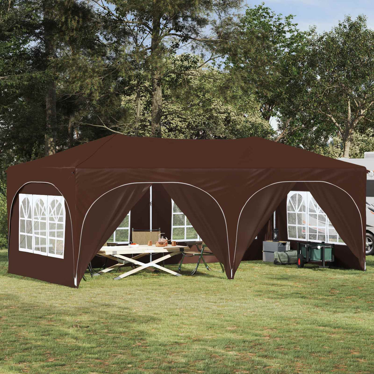 vidaXL Pop-up Feesttent 575 x 288 x 245 cm Crèmekleurig Oxford Stof