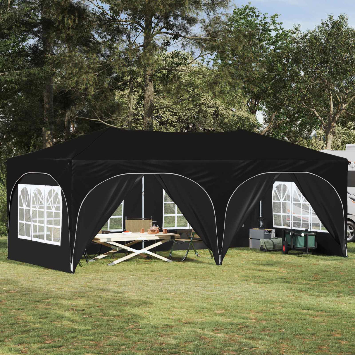 vidaXL Pop-up Feesttent 575 x 288 x 245 cm Crèmekleurig Oxford Stof