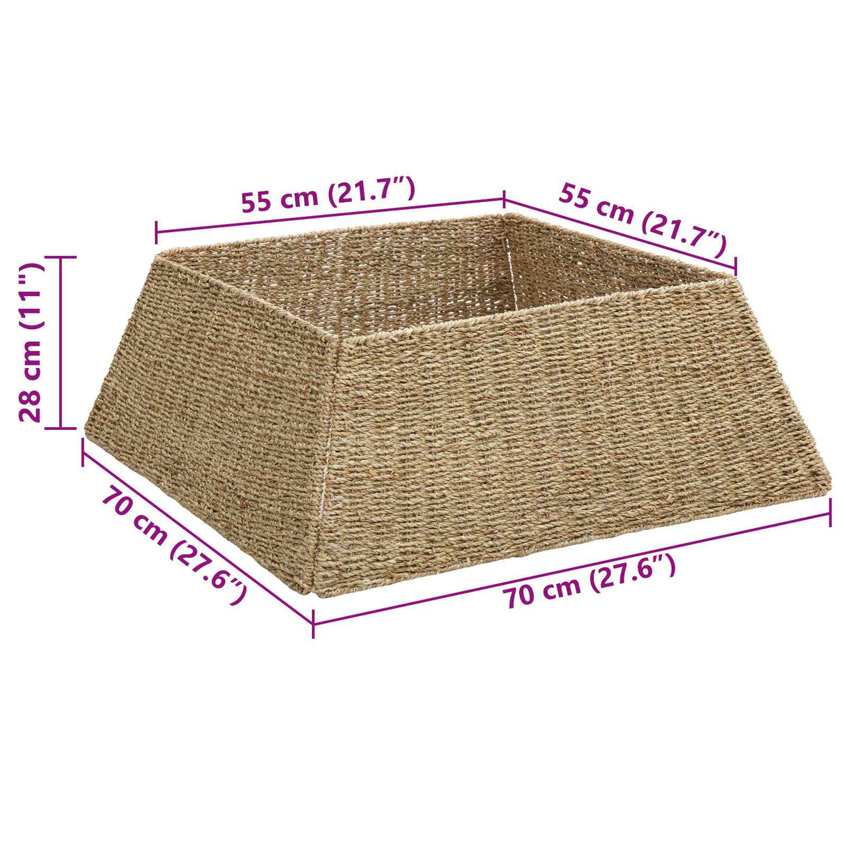 vidaXL Kerstboomkraag Bruin 70 x 70 x 28 cm Zeegras