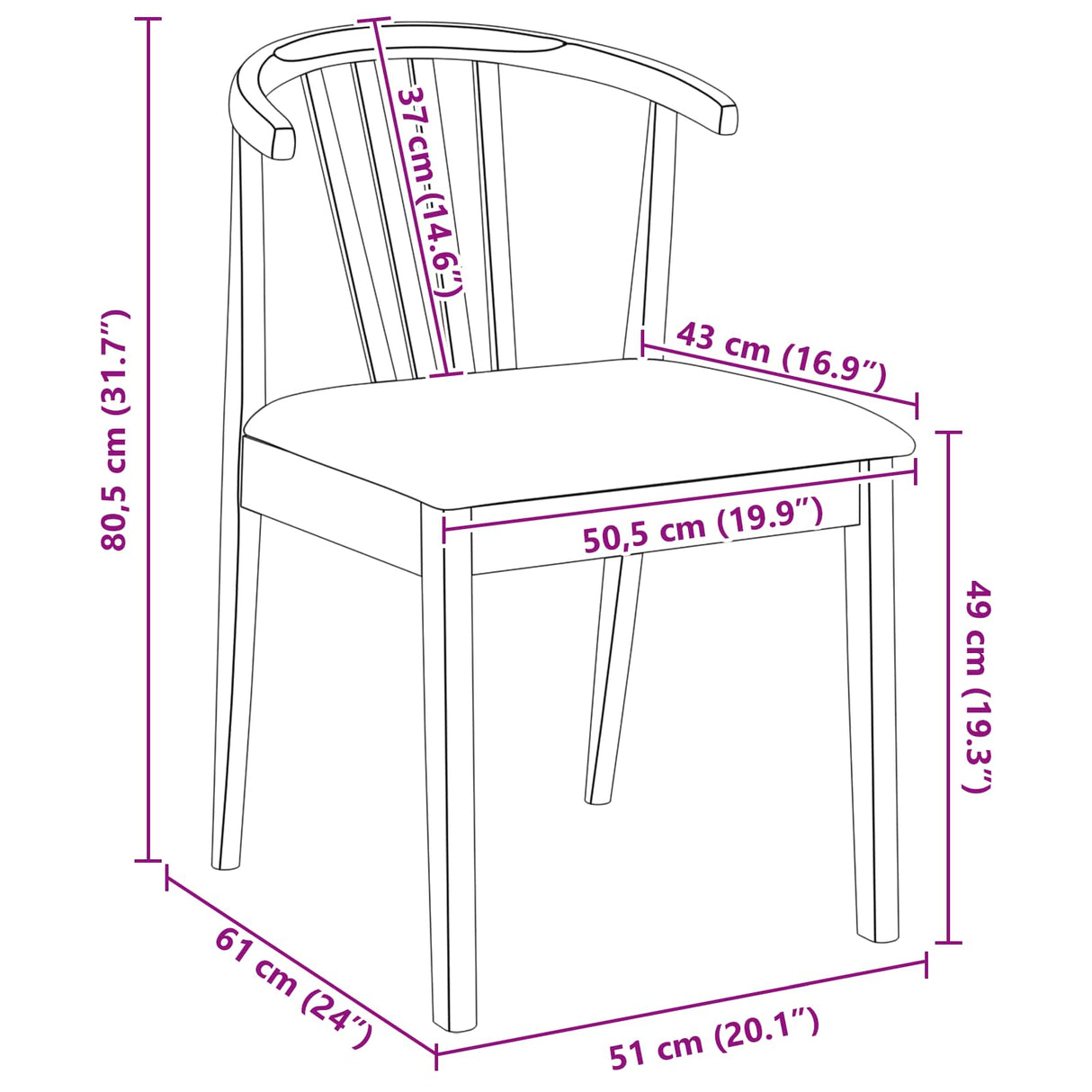 vidaXL Dining Chair 2 pcs Light Brown and Light Solid Rubberwood
