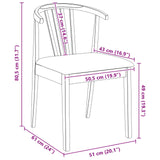 vidaXL Dining Chair 2 pcs Light Brown and Light Solid Rubberwood