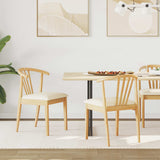 vidaXL Dining Chair 2 pcs Light Brown and Light Solid Rubberwood