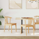vidaXL Dining Chair 2 pcs Light Brown and Light Solid Rubberwood