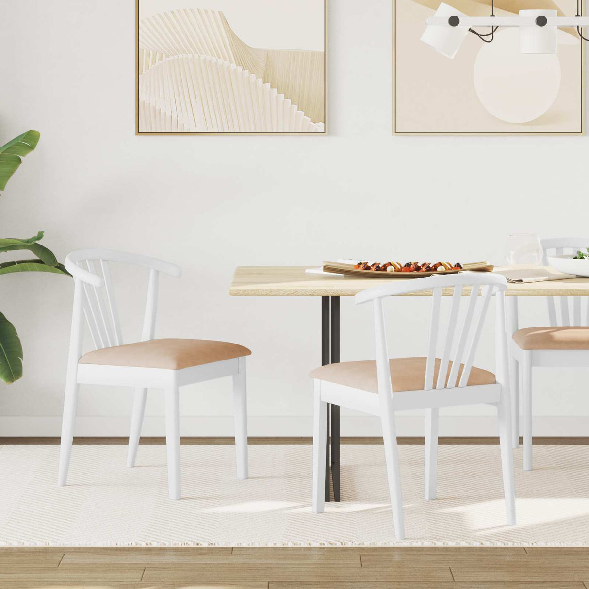 vidaXL Dining Chair 2 pcs Light Brown and Light Solid Rubberwood
