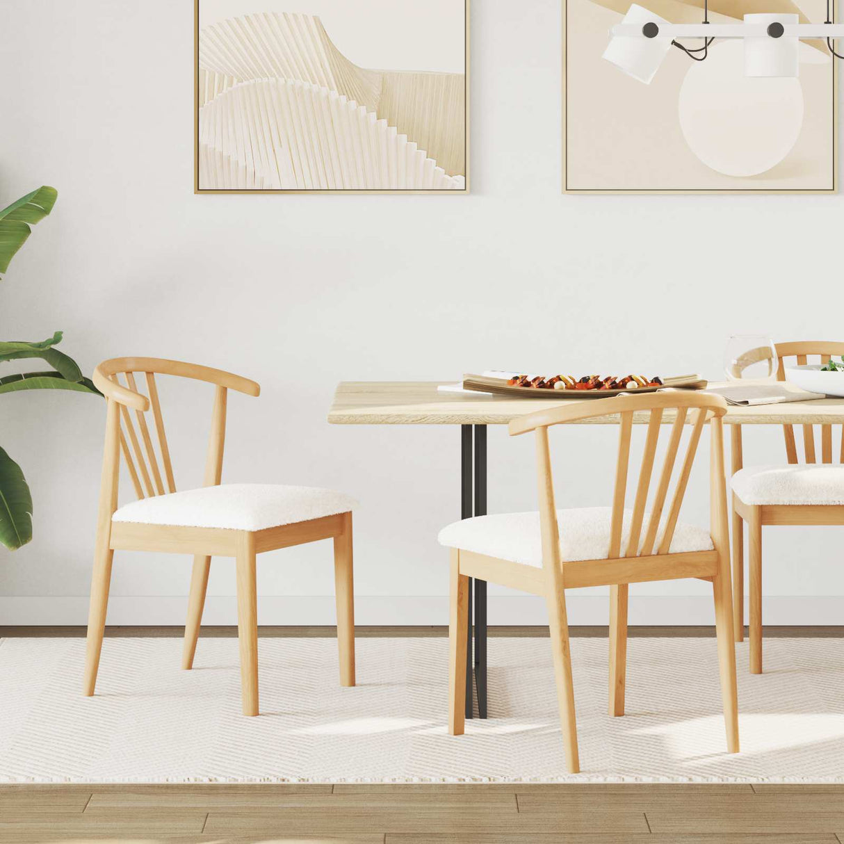 vidaXL Dining Chair 2 pcs Light Brown and Light Solid Rubberwood