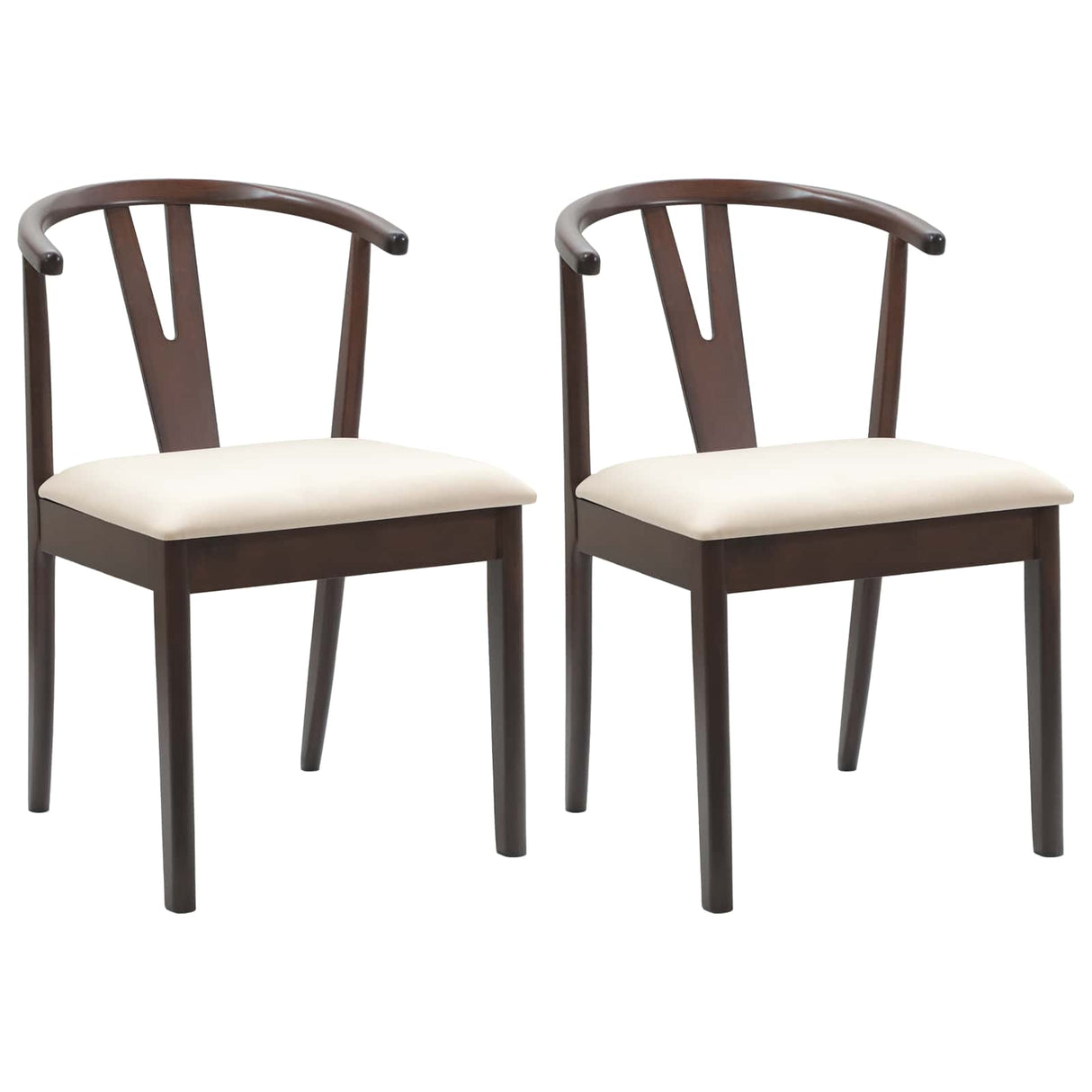 vidaXL Eetkamerstoel 2 pcs Lichtbruin en Licht Massief Rubberhout