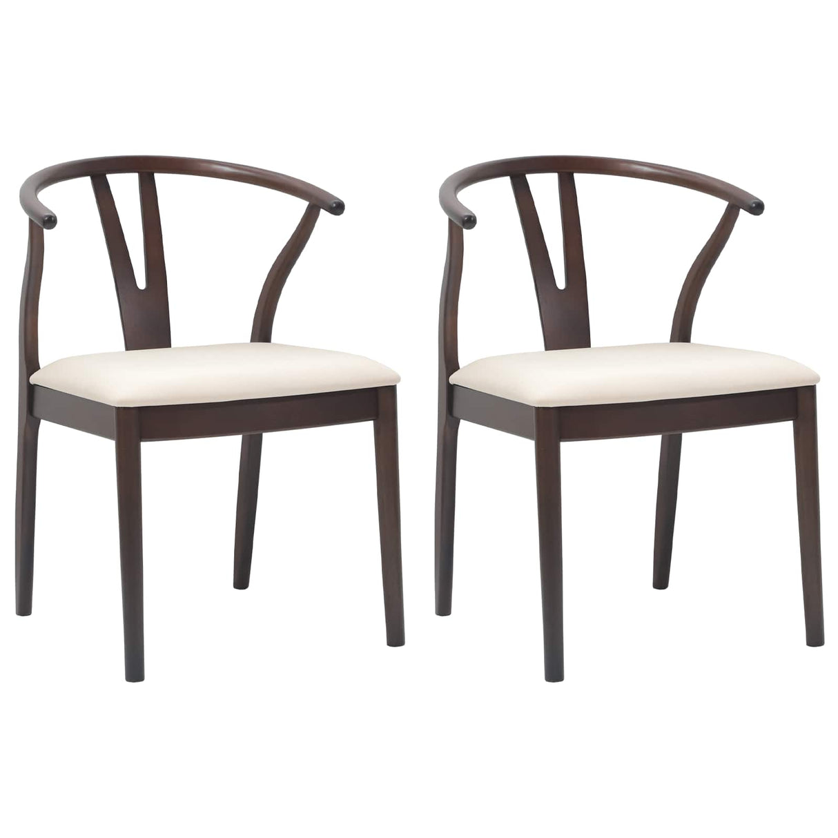 vidaXL Eetkamerstoel 2 pcs Lichtbruin en Licht Massief Rubberhout
