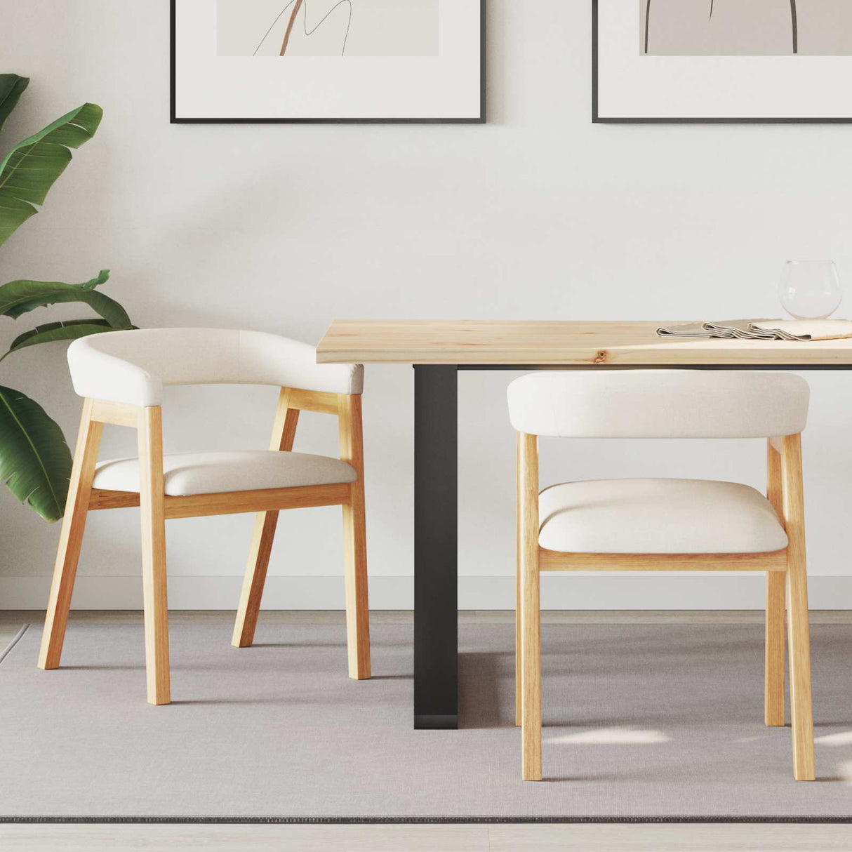vidaXL Dining Chairs 2 pcs Light Brown 54 x 57 x 73 cm Solid Rubberwood