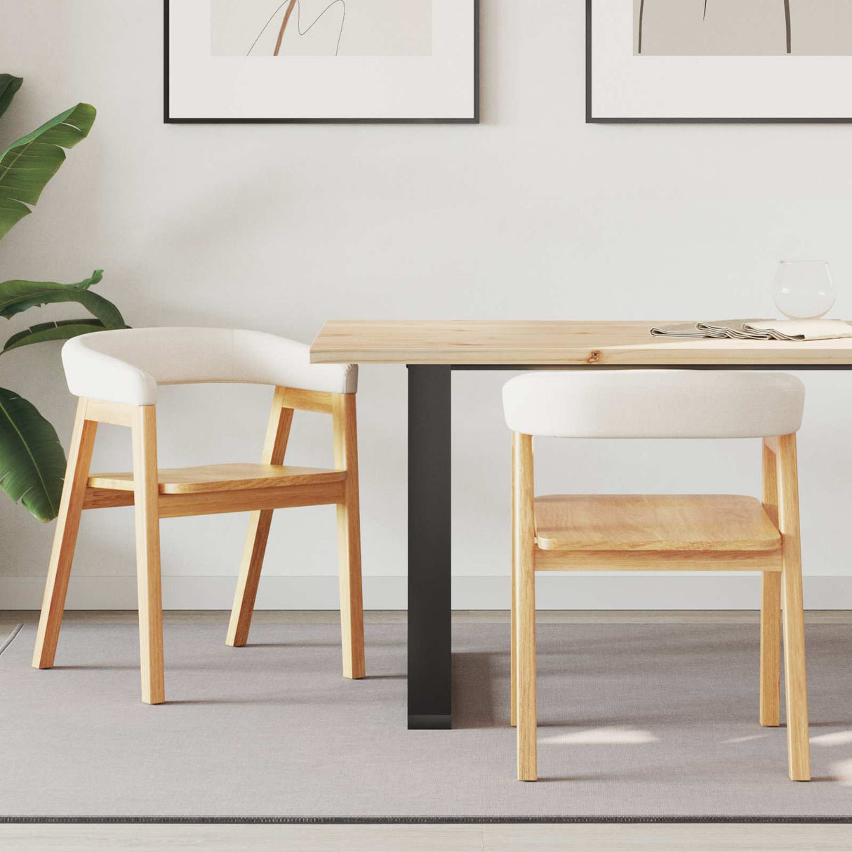 vidaXL Dining Chairs 2 pcs Light Brown 54 x 57 x 73 cm Solid Rubberwood