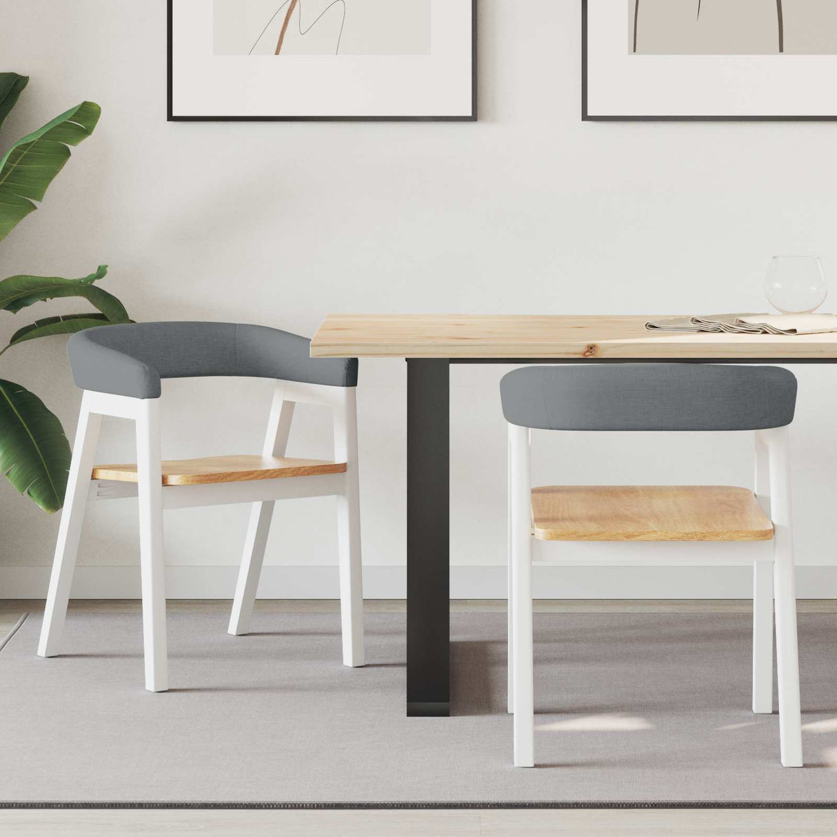 vidaXL Dining Chairs 2 pcs Light Brown 54 x 57 x 73 cm Solid Rubberwood