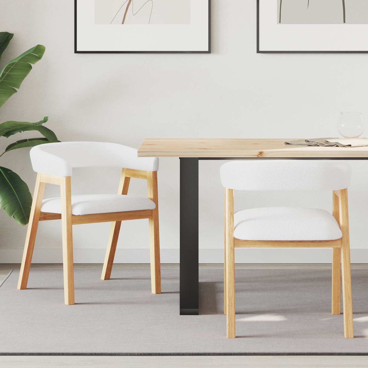 vidaXL Dining Chairs 2 pcs Light Brown 54 x 57 x 73 cm Solid Rubberwood