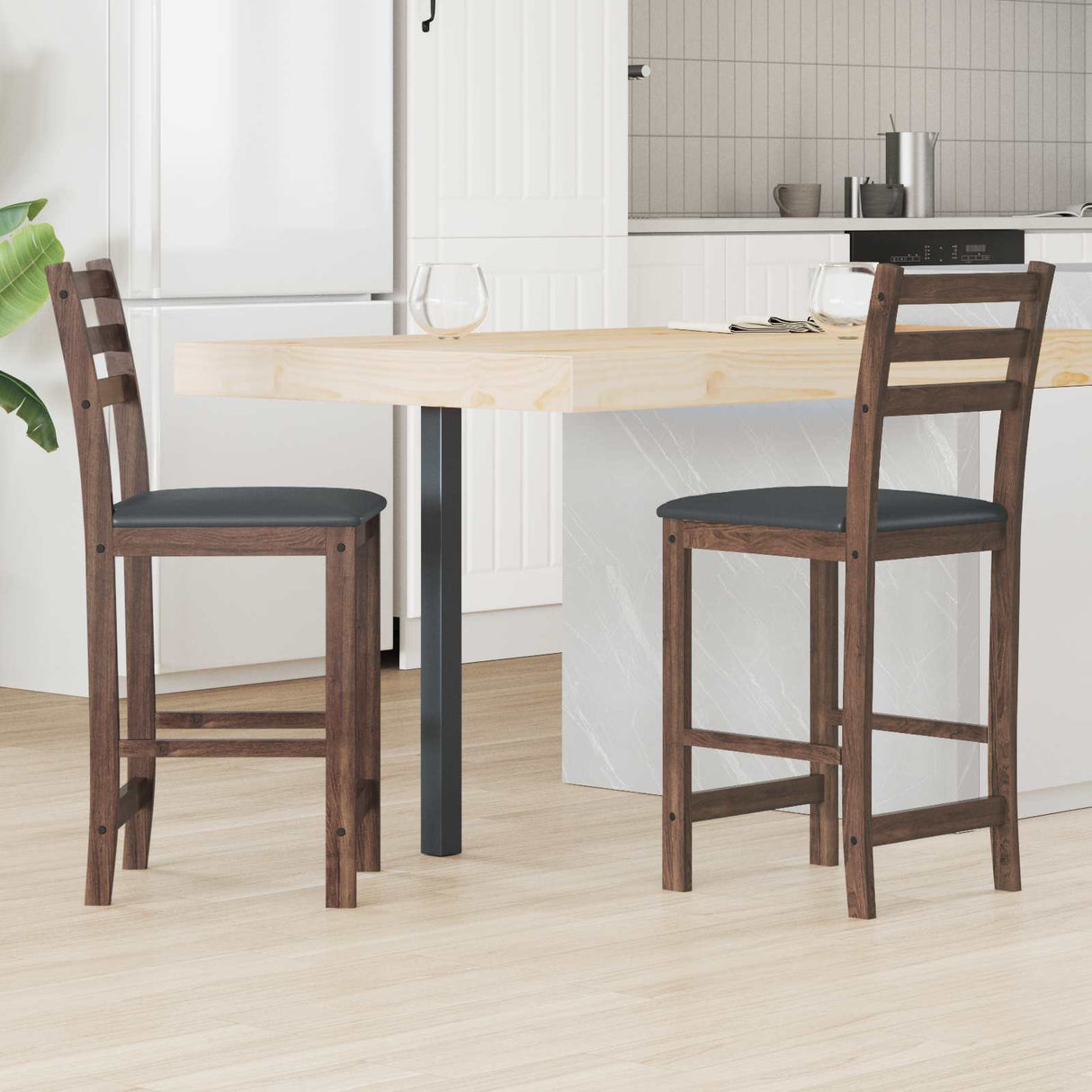 vidaXL Eetstoelen 2 pcs Lichtbruin 40 x 47,5 x 99,5 cm