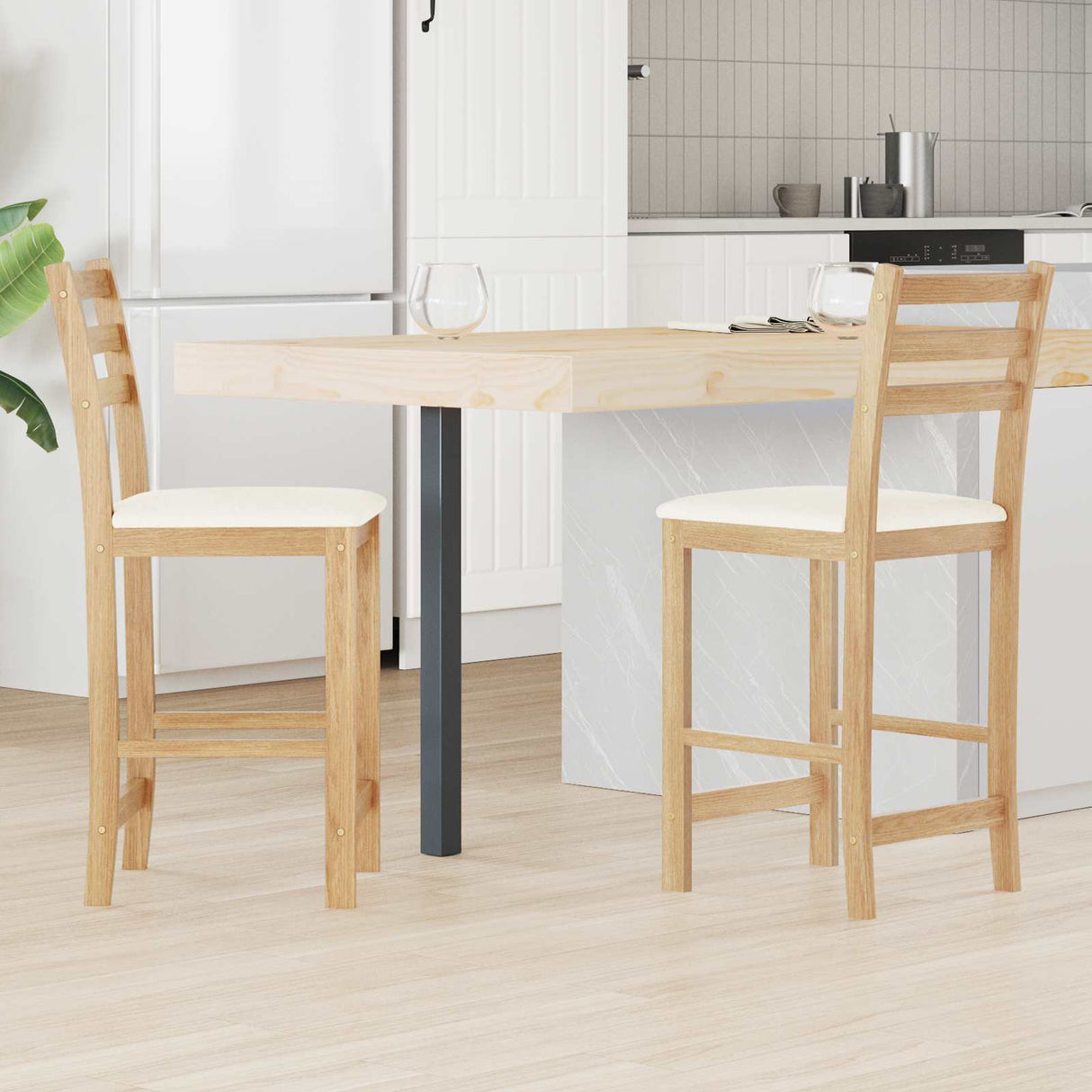 vidaXL Eetstoelen 2 pcs Lichtbruin 40 x 47,5 x 99,5 cm