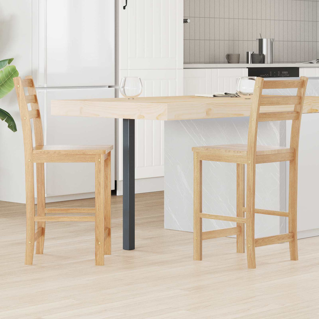 vidaXL Eetstoelen 2 pcs Lichtbruin 40 x 47,5 x 99,5 cm