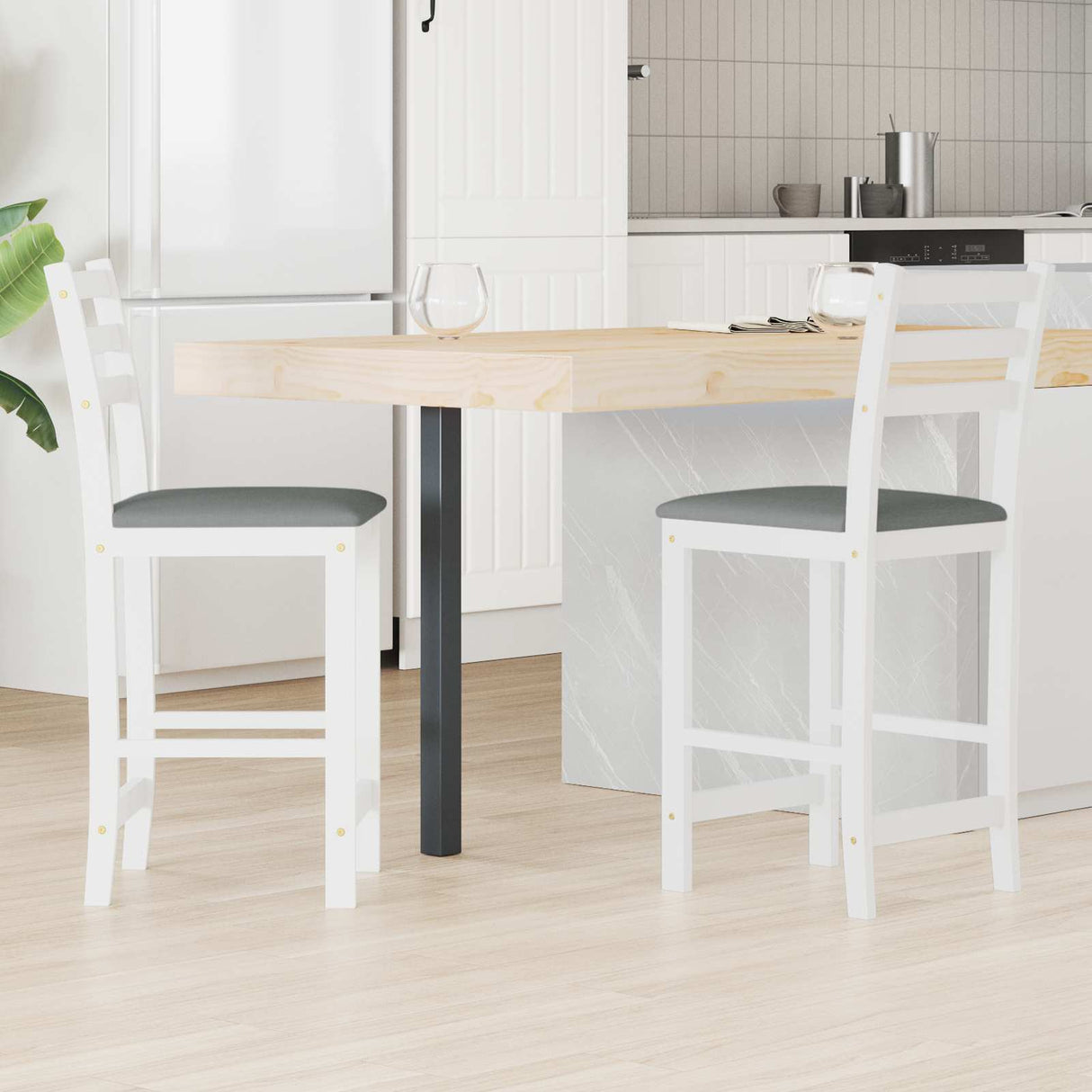 vidaXL Eetstoelen 2 pcs Lichtbruin 40 x 47,5 x 99,5 cm