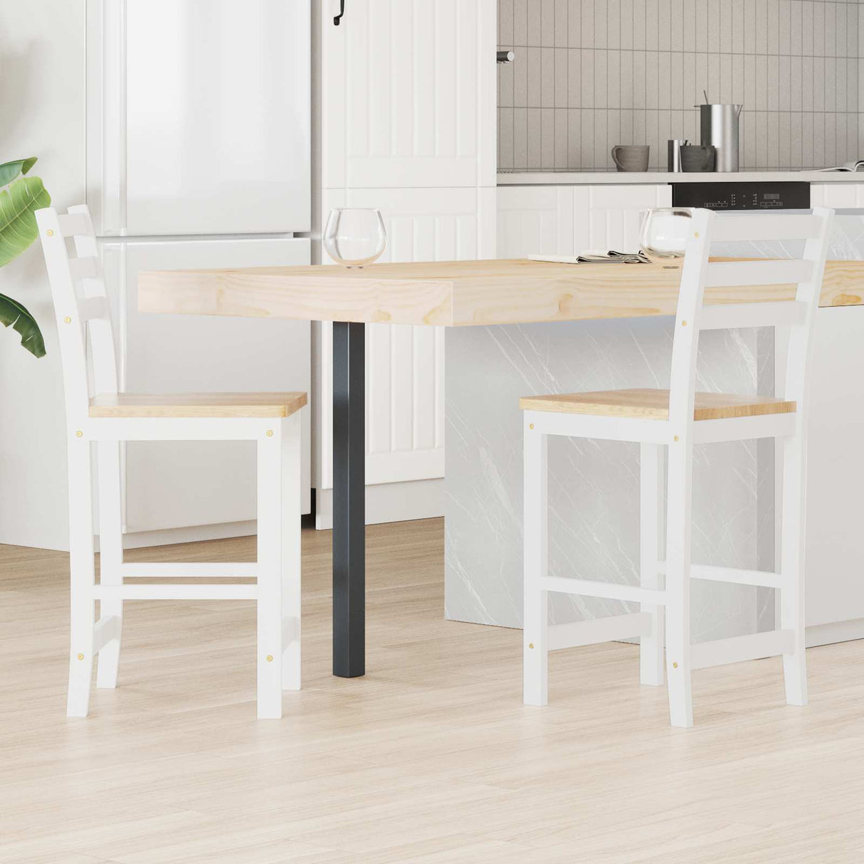 vidaXL Eetstoelen 2 pcs Lichtbruin 40 x 47,5 x 99,5 cm