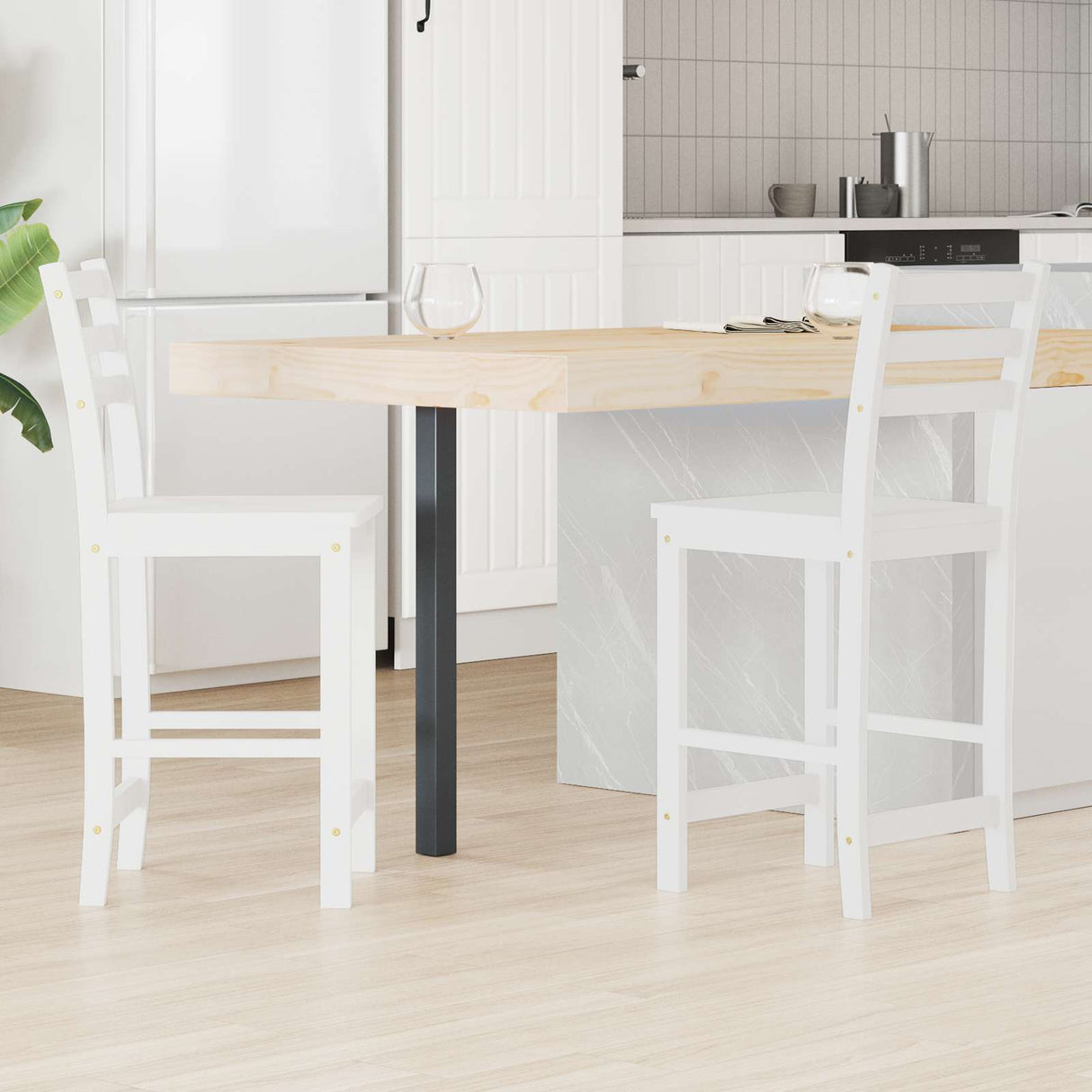 vidaXL Eetstoelen 2 pcs Lichtbruin 40 x 47,5 x 99,5 cm