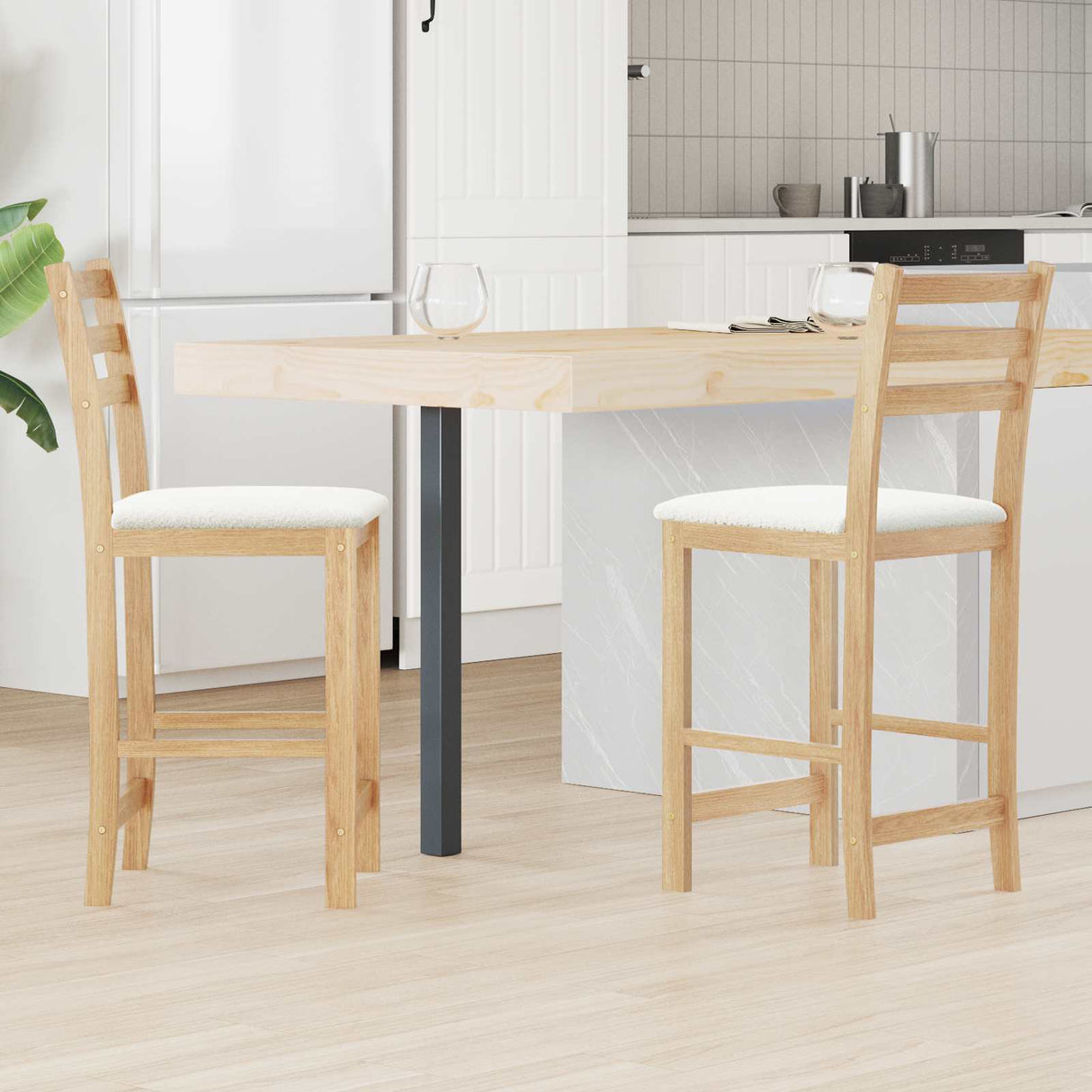 vidaXL Eetstoelen 2 pcs Lichtbruin 40 x 47,5 x 99,5 cm