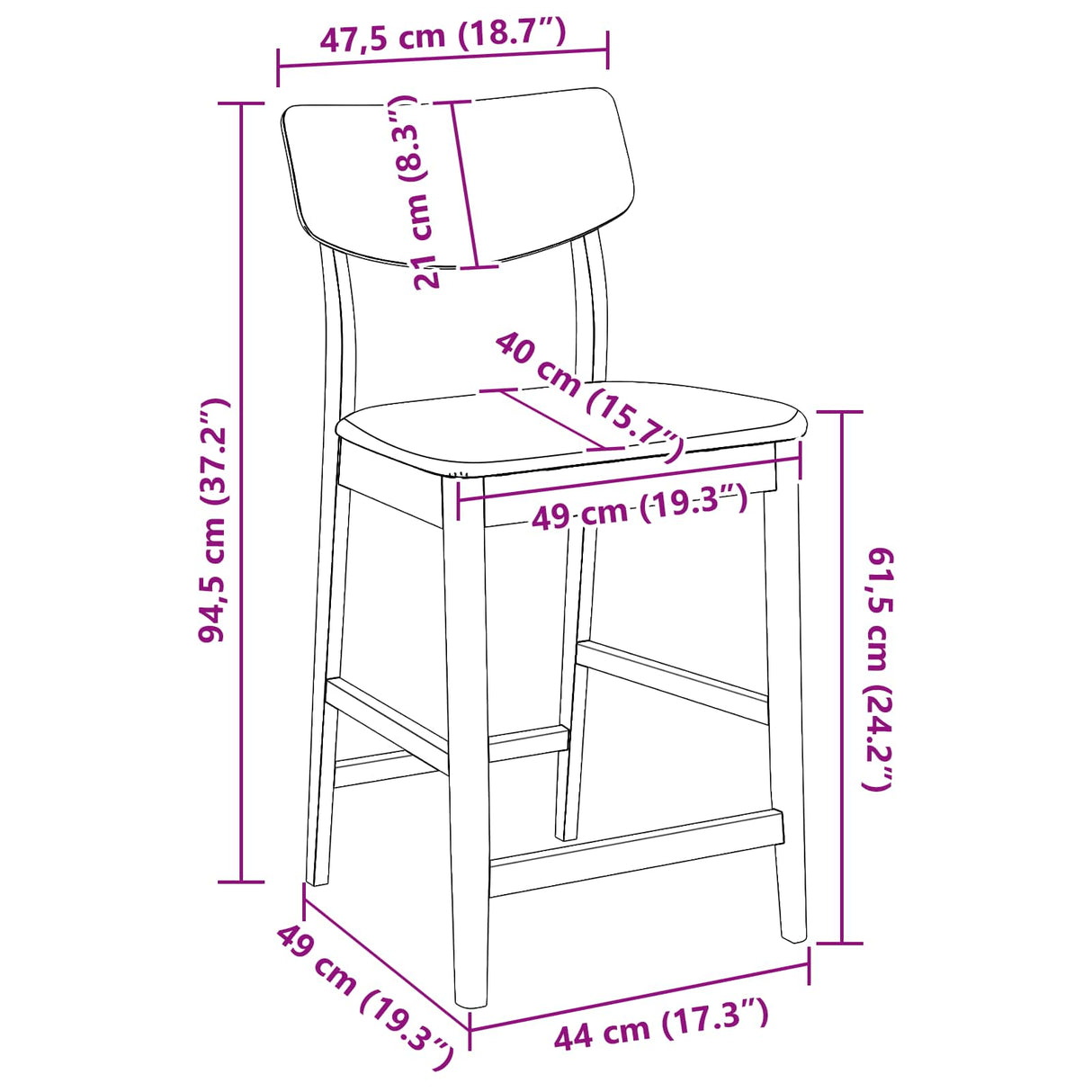 vidaXL Eetstoelen 2 pcs Lichtbruin 48 x 49 x 95 cm Massief Rubberhout