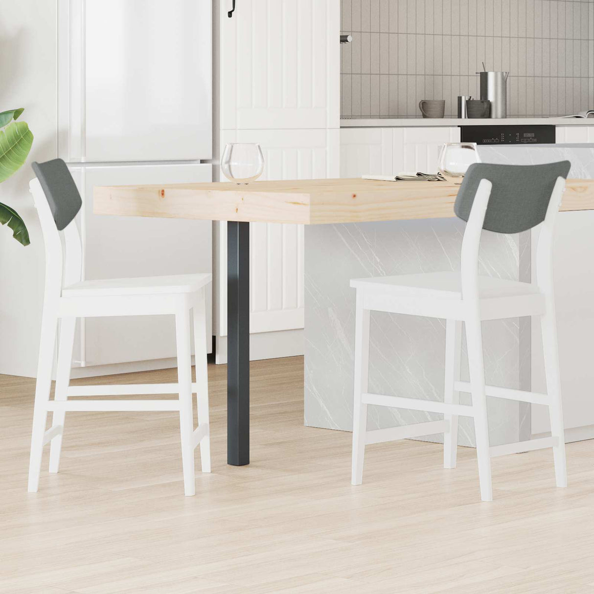 vidaXL Eetstoelen 2 pcs Lichtbruin 48 x 49 x 95 cm Massief Rubberhout