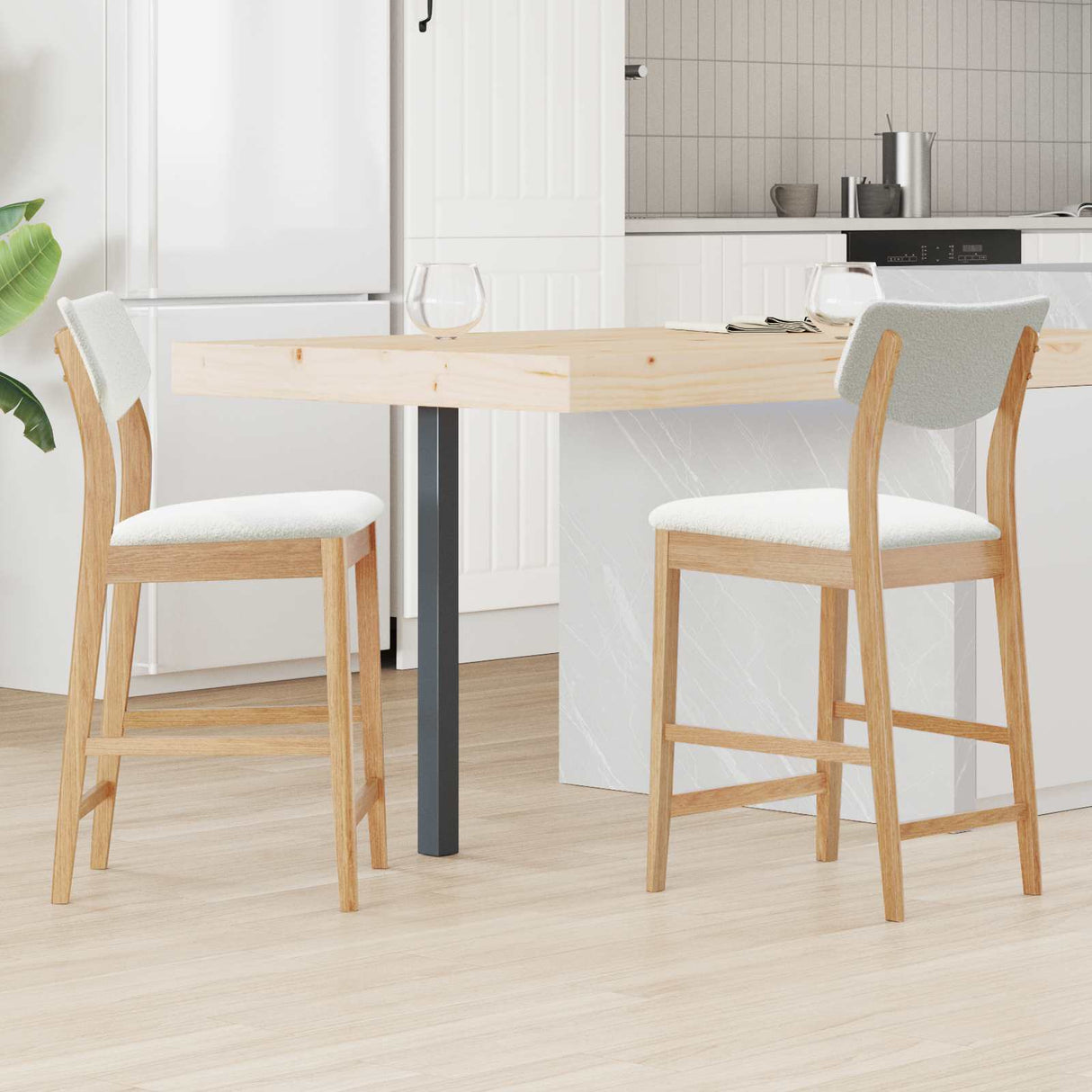 vidaXL Eetstoelen 2 pcs Lichtbruin 48 x 49 x 95 cm Massief Rubberhout