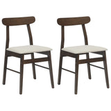 vidaXL Eetkamerstoel 2 pcs Donkerbruin, En, Wit Massief Rubberhout