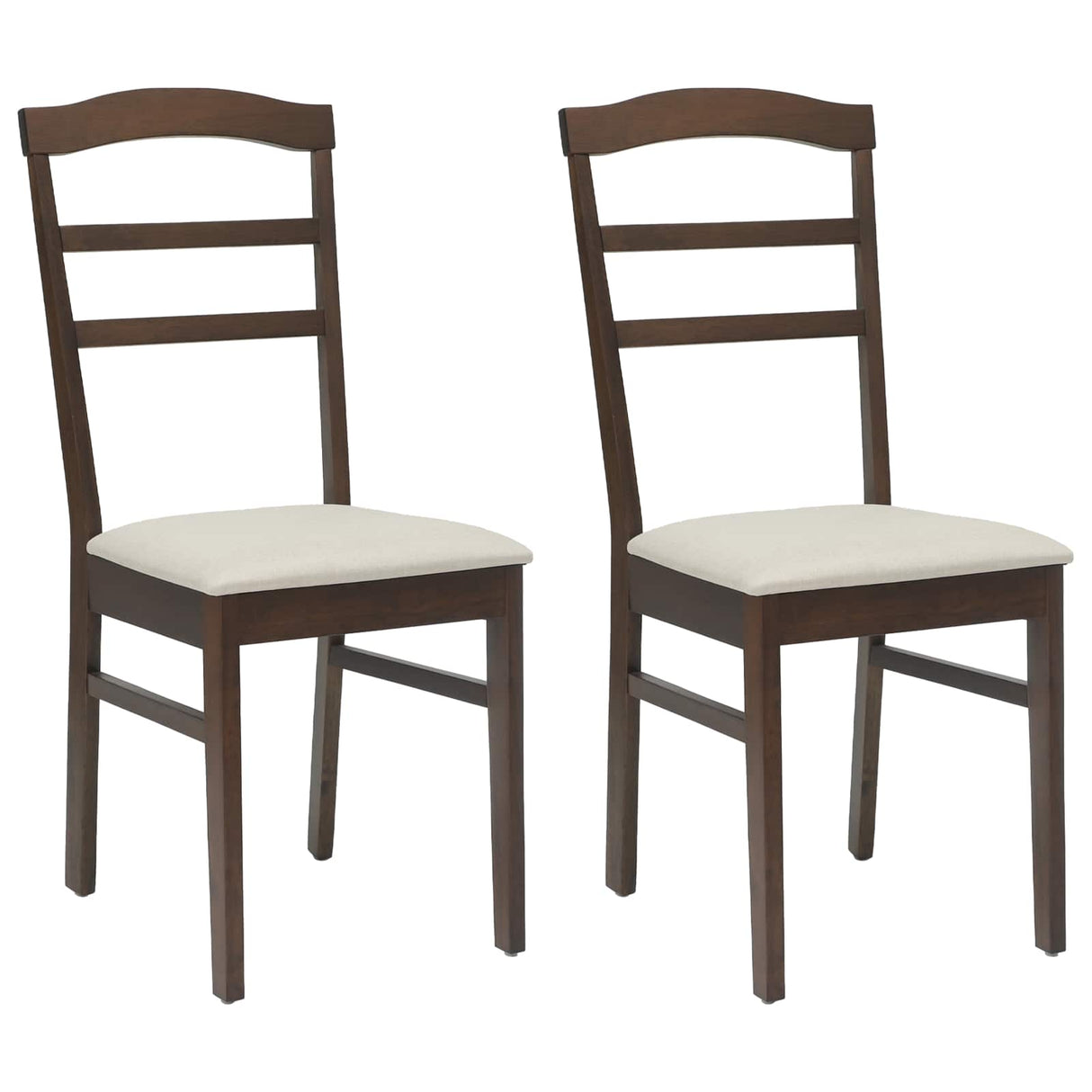 vidaXL Eetkamerstoel 2 pcs Lichtbruin en Licht Massief Rubberhout