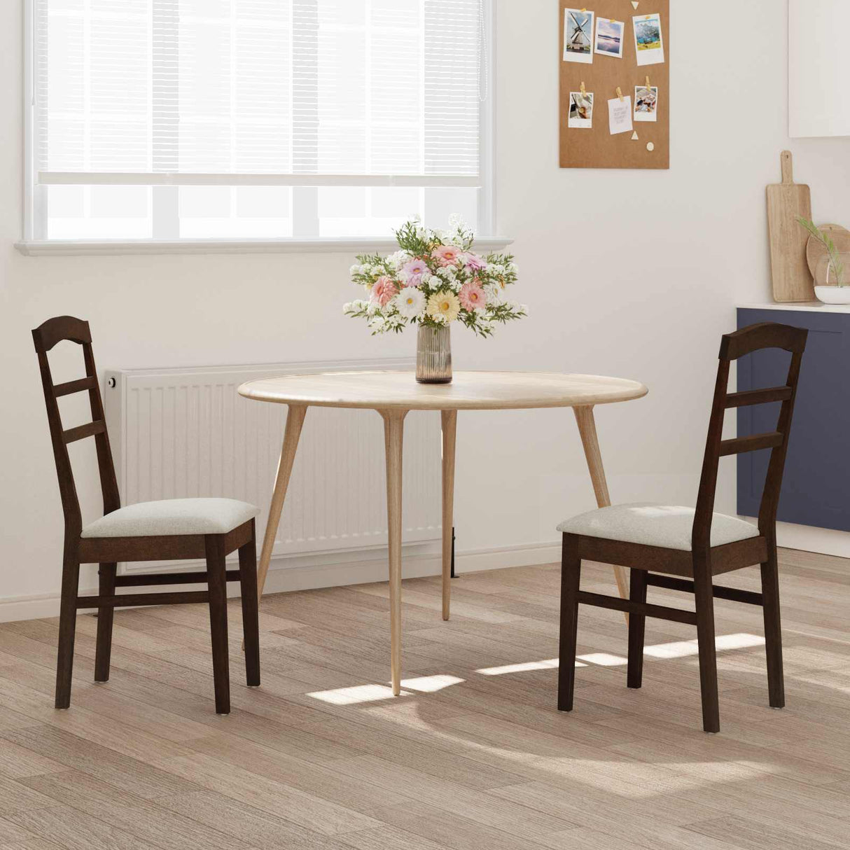 vidaXL Eetkamerstoel 2 pcs Lichtbruin en Licht Massief Rubberhout