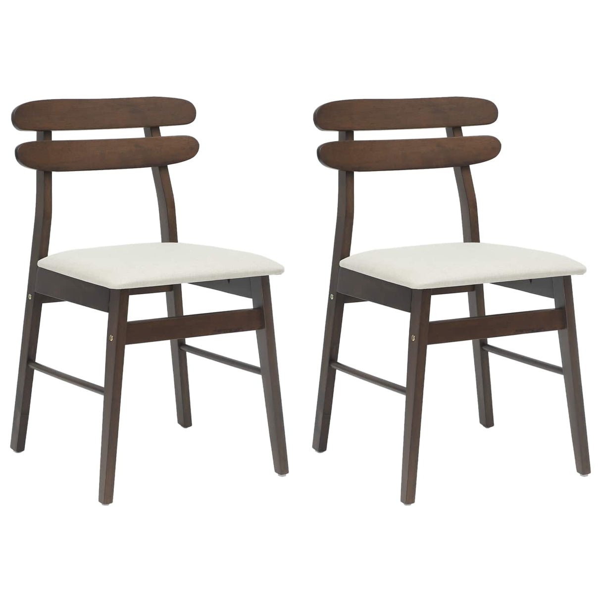 vidaXL Eetkamerstoel 2 pcs Lichtbruin en Licht Massief Rubberhout