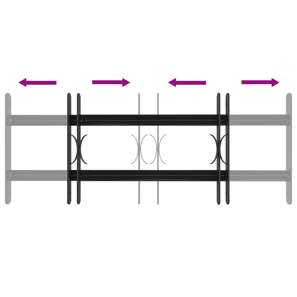 vidaXL Window Security Grille 76 x 30 cm Powder-Coated Steel Black