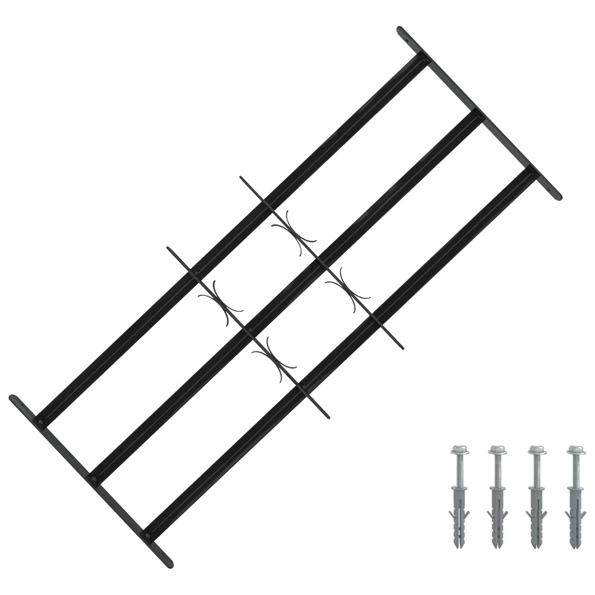 vidaXL Window Security Grille 76 x 30 cm Powder-Coated Steel Black