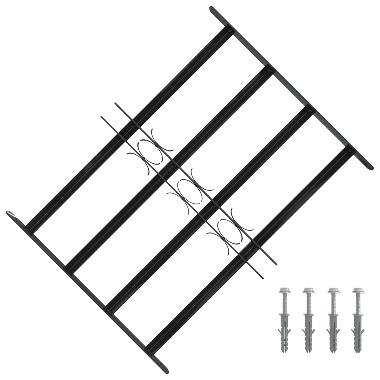 vidaXL Window Security Grille 76 x 30 cm Powder-Coated Steel Black