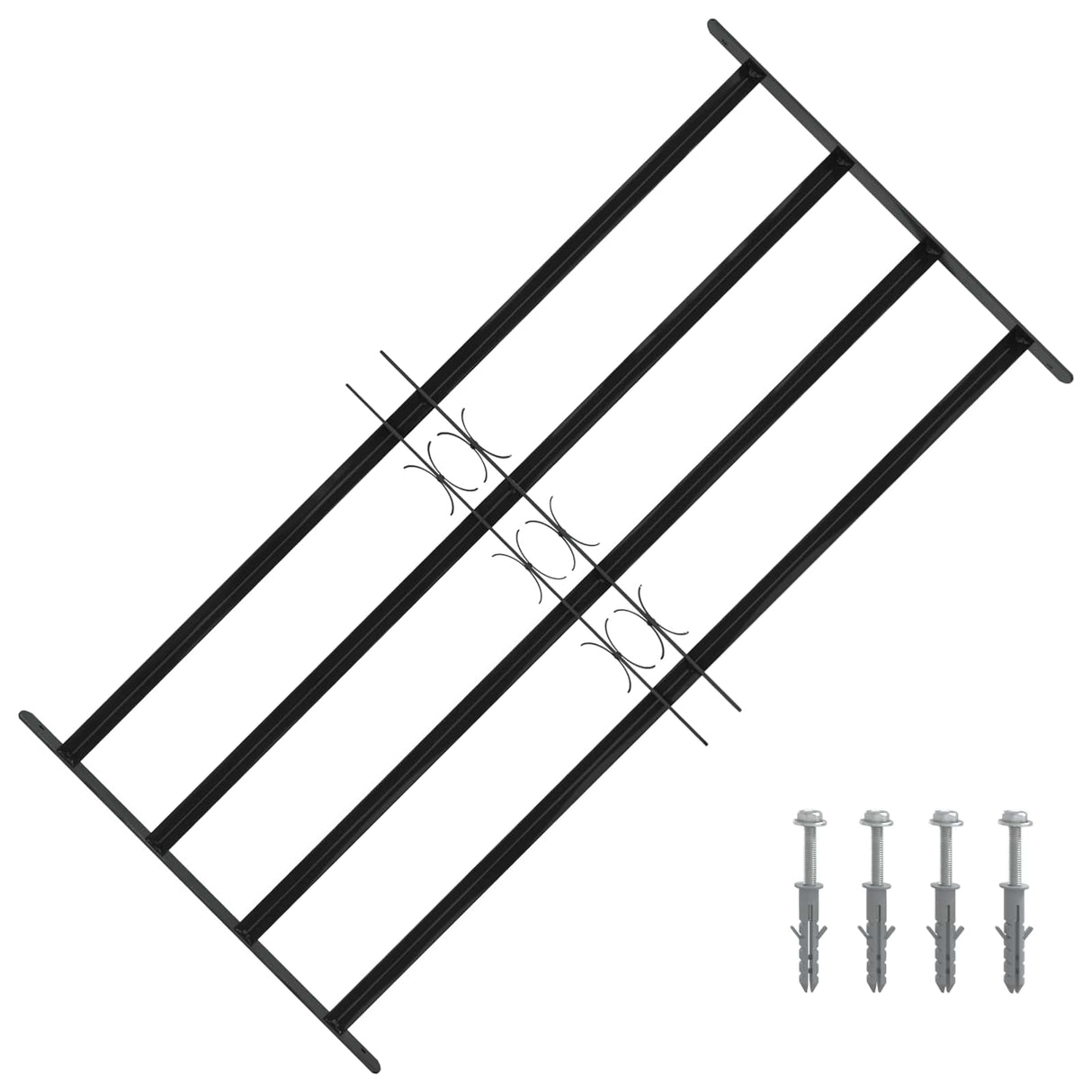 vidaXL Window Security Grille 76 x 30 cm Powder-Coated Steel Black