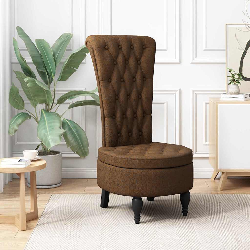 vidaXL Slipperstoel Bruin 56,5 x 70 x 110 cm Kunst Suède Leer
