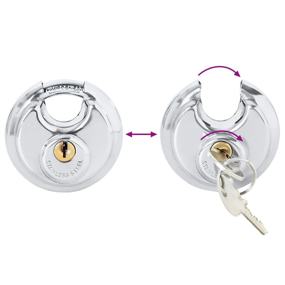 vidaXL Discusloten met sleutels 2 pcs Zilver 6 x 2,3 x 6 cm