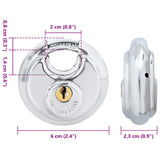 vidaXL Discusloten met sleutels 2 pcs Zilver 6 x 2,3 x 6 cm