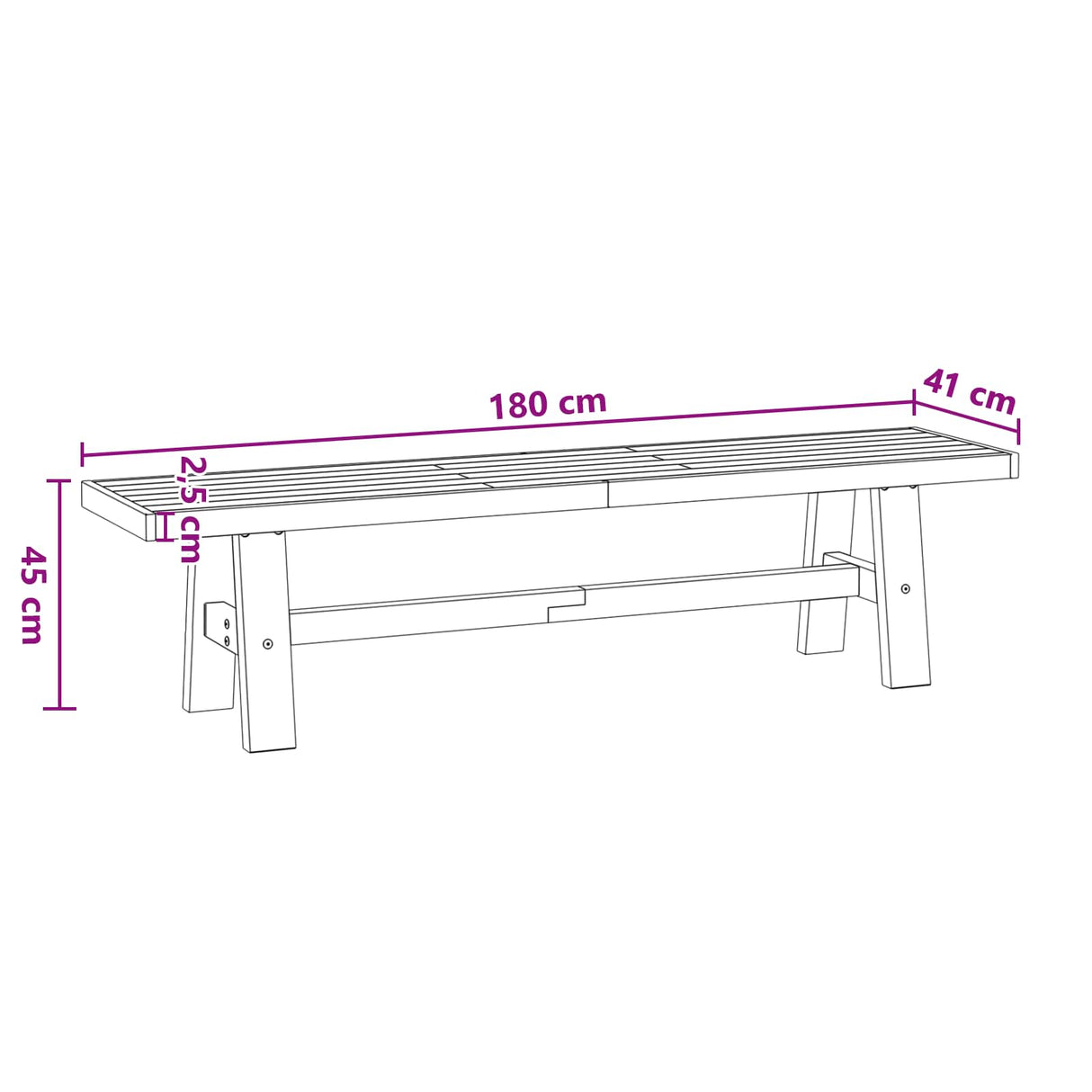 vidaXL Eetbank NOAIN A-vormige poten 180x40x45 cm massief hout