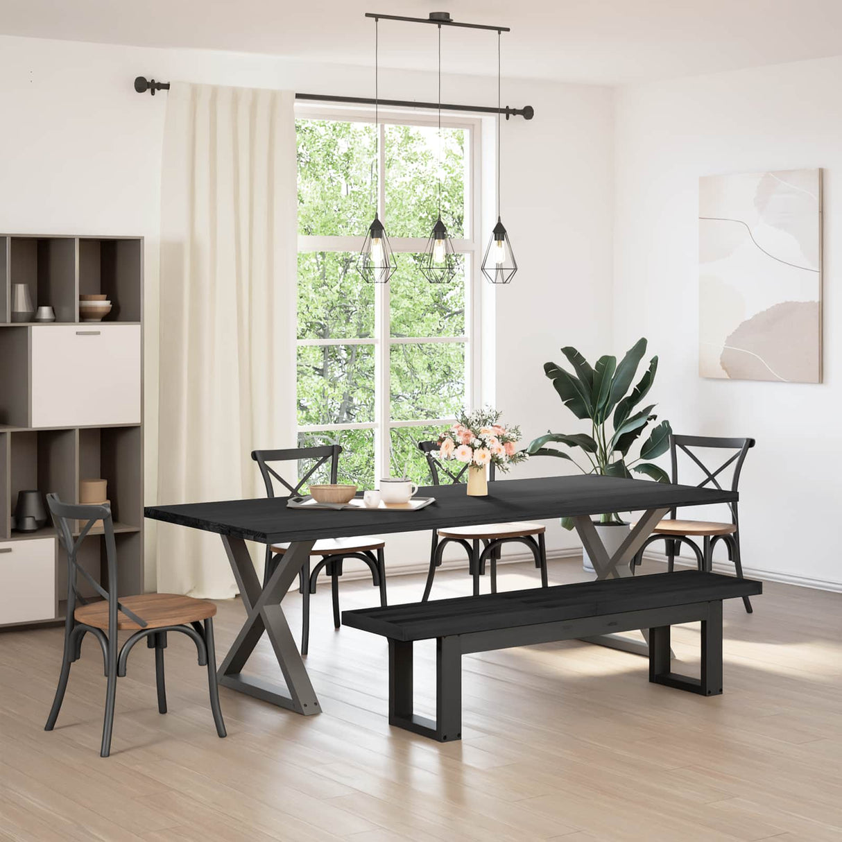 vidaXL Eetbank NOAIN A-vormige poten 180x40x45 cm massief hout