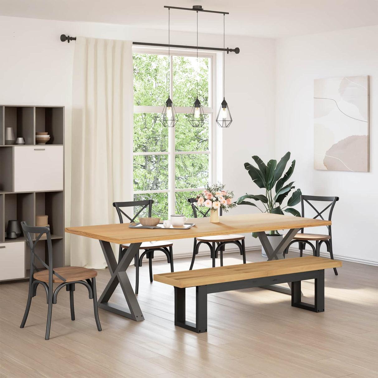 vidaXL Eetbank NOAIN A-vormige poten 180x40x45 cm massief hout