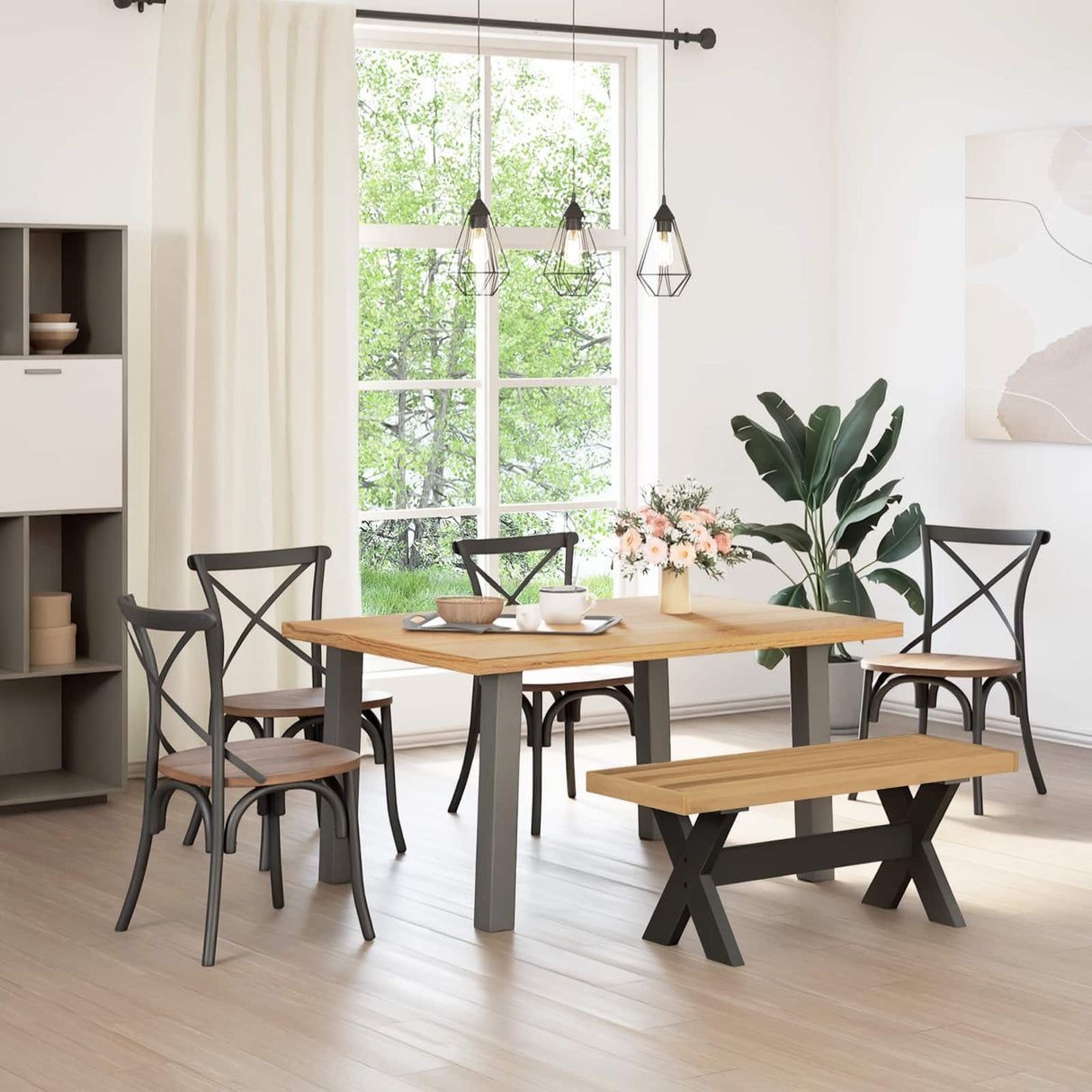 vidaXL Eetbank NOAIN A-vormige poten 180x40x45 cm massief hout