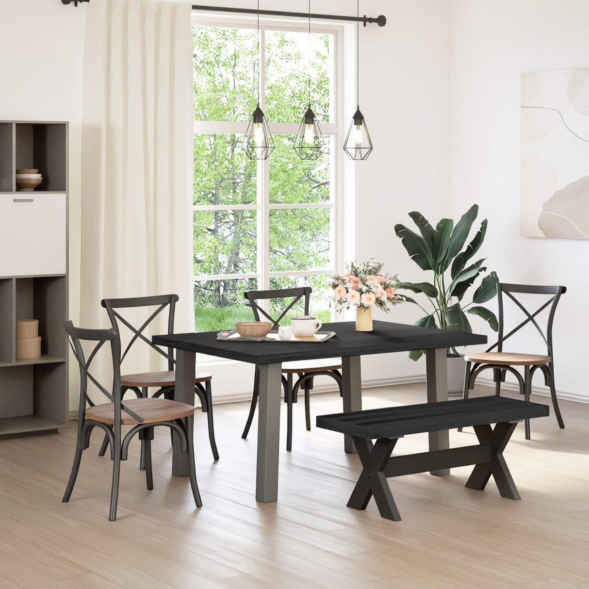 vidaXL Eetbank NOAIN A-vormige poten 180x40x45 cm massief hout