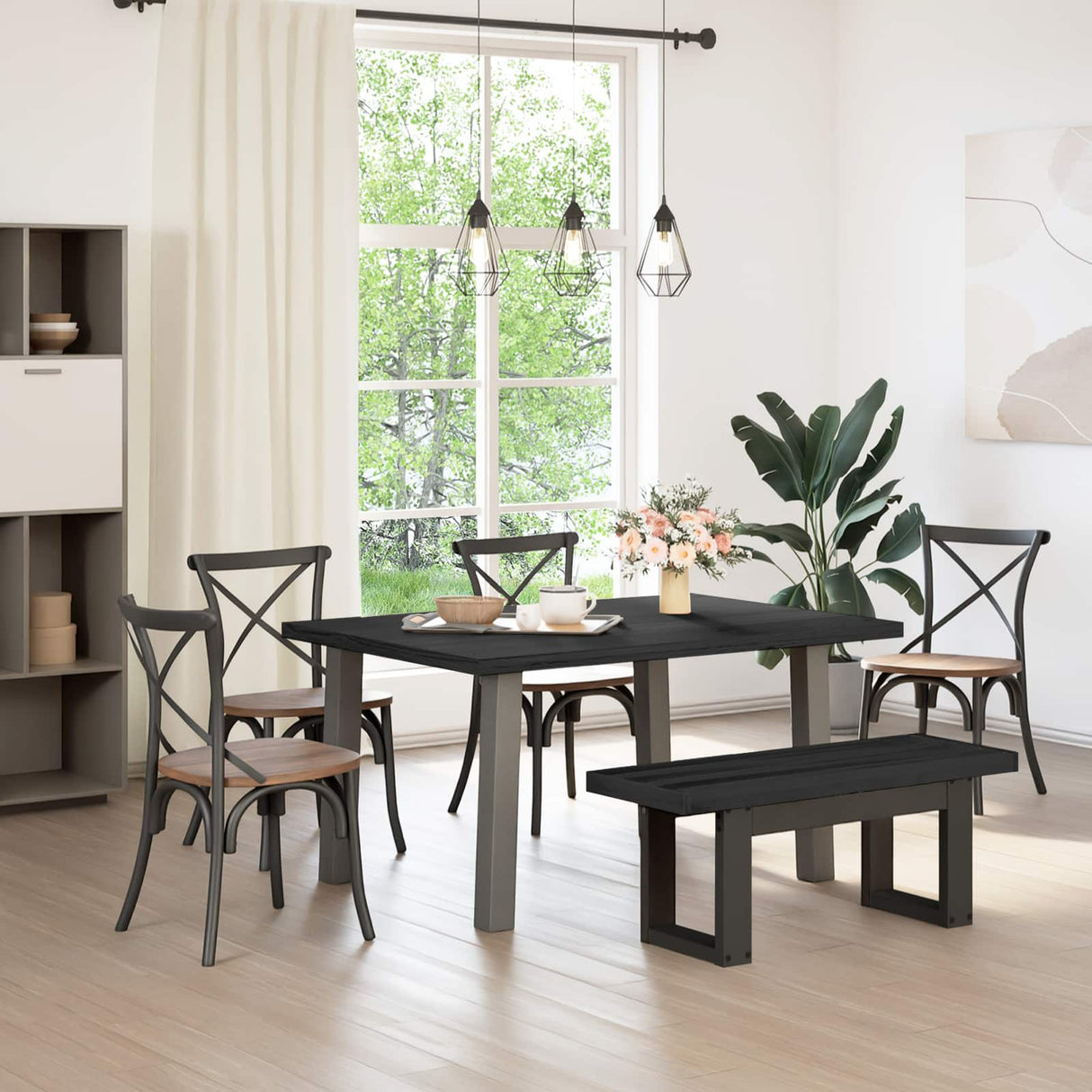 vidaXL Eetbank NOAIN A-vormige poten 180x40x45 cm massief hout