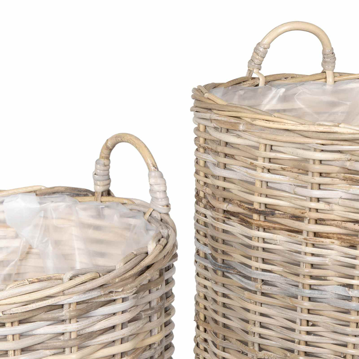 vidaXL Plantmand met opslag 2 pcs Grijs Lacak Riet