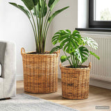 vidaXL Plantmand met opslag 2 pcs Grijs Lacak Riet