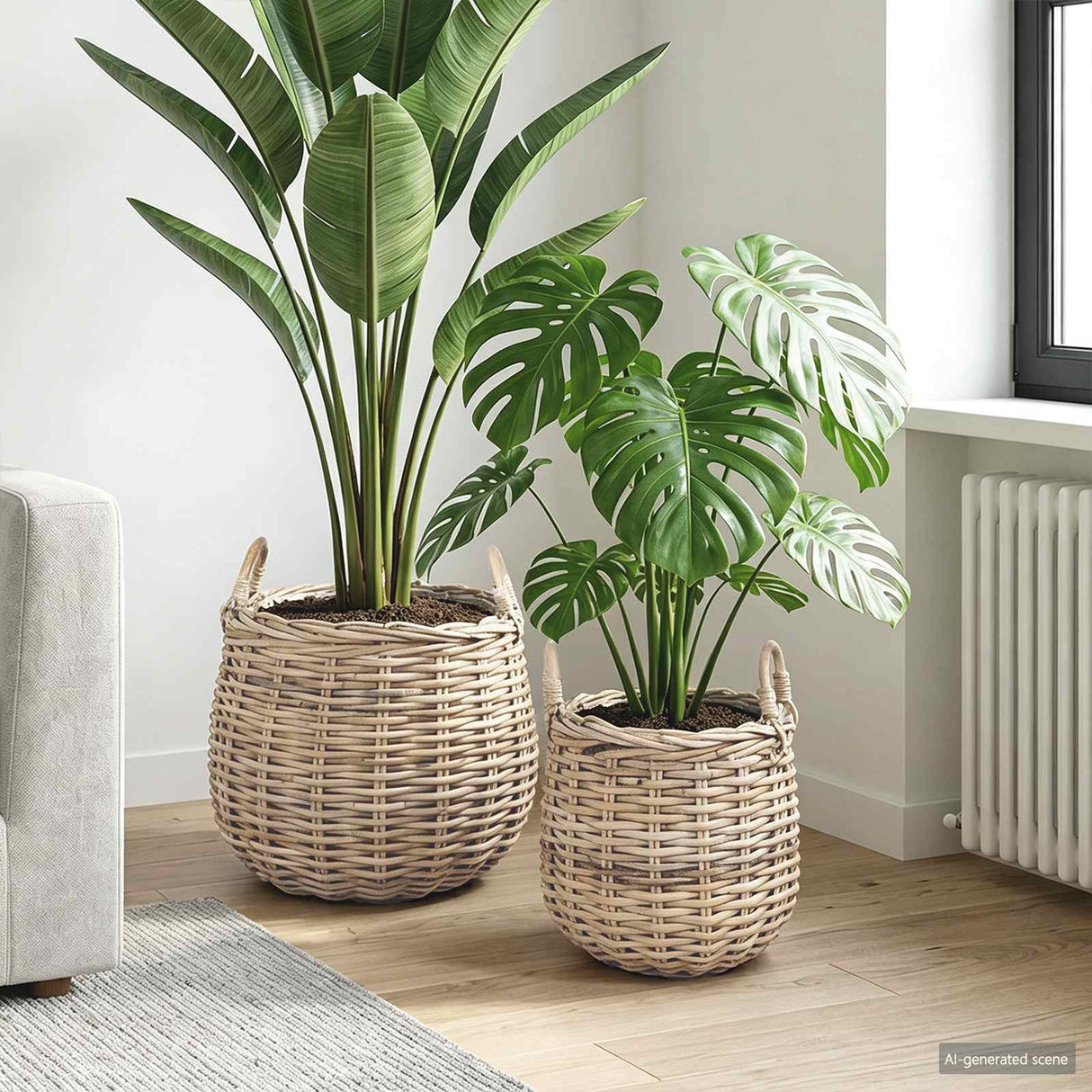 vidaXL Plantmand met opslag 2 pcs Grijs Lacak Riet