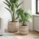 vidaXL Plantmand met opslag 2 pcs Grijs Lacak Riet