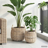 vidaXL Plantmand met opslag 2 pcs Grijs Lacak Riet